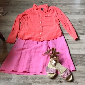 J. Crew Factory 100% Silk, coral, blouse , size S